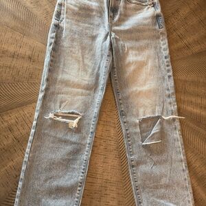 Express Light Blue Straight Leg Jeans